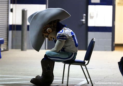 The Dallas Cowboys mascot getup as a symbol of American sports culture